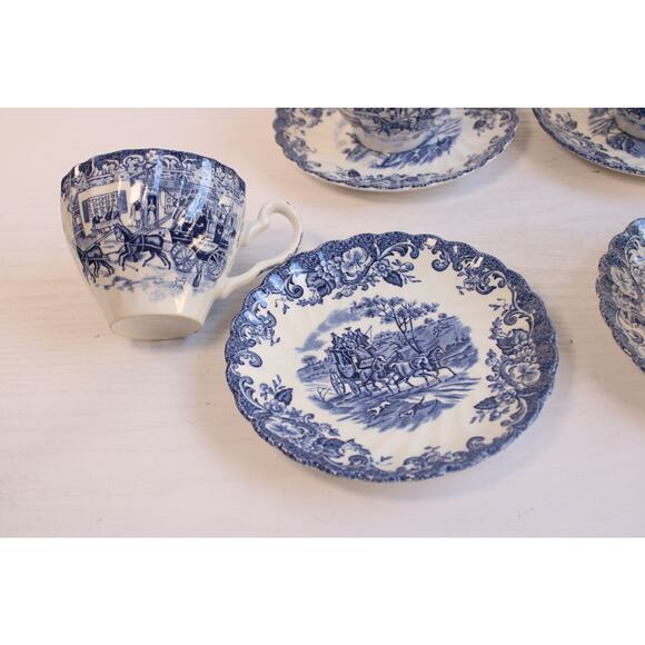 Vintage Sets Of 2 Johnson Bros Ironstone Hunting Country Cup Saucer Plate - Picture 3 of 7